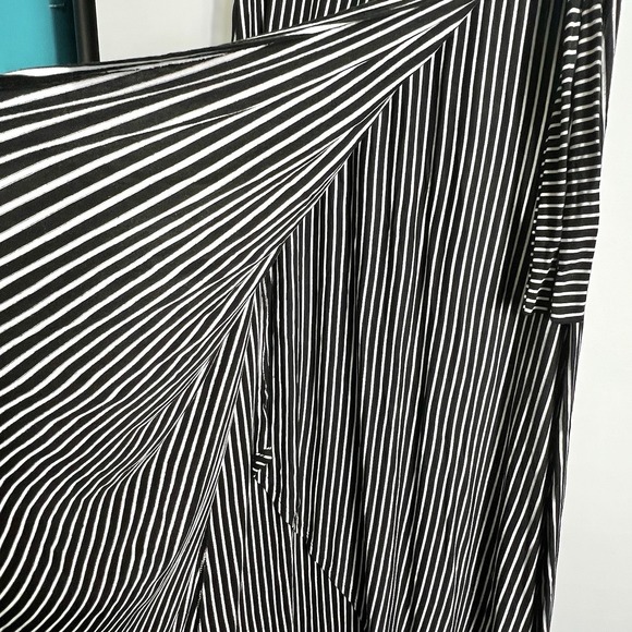 Colette Women's XL Striped Asymmetrical Wrap Maxi Skirt Black White Made In USA - Picture 4 of 8